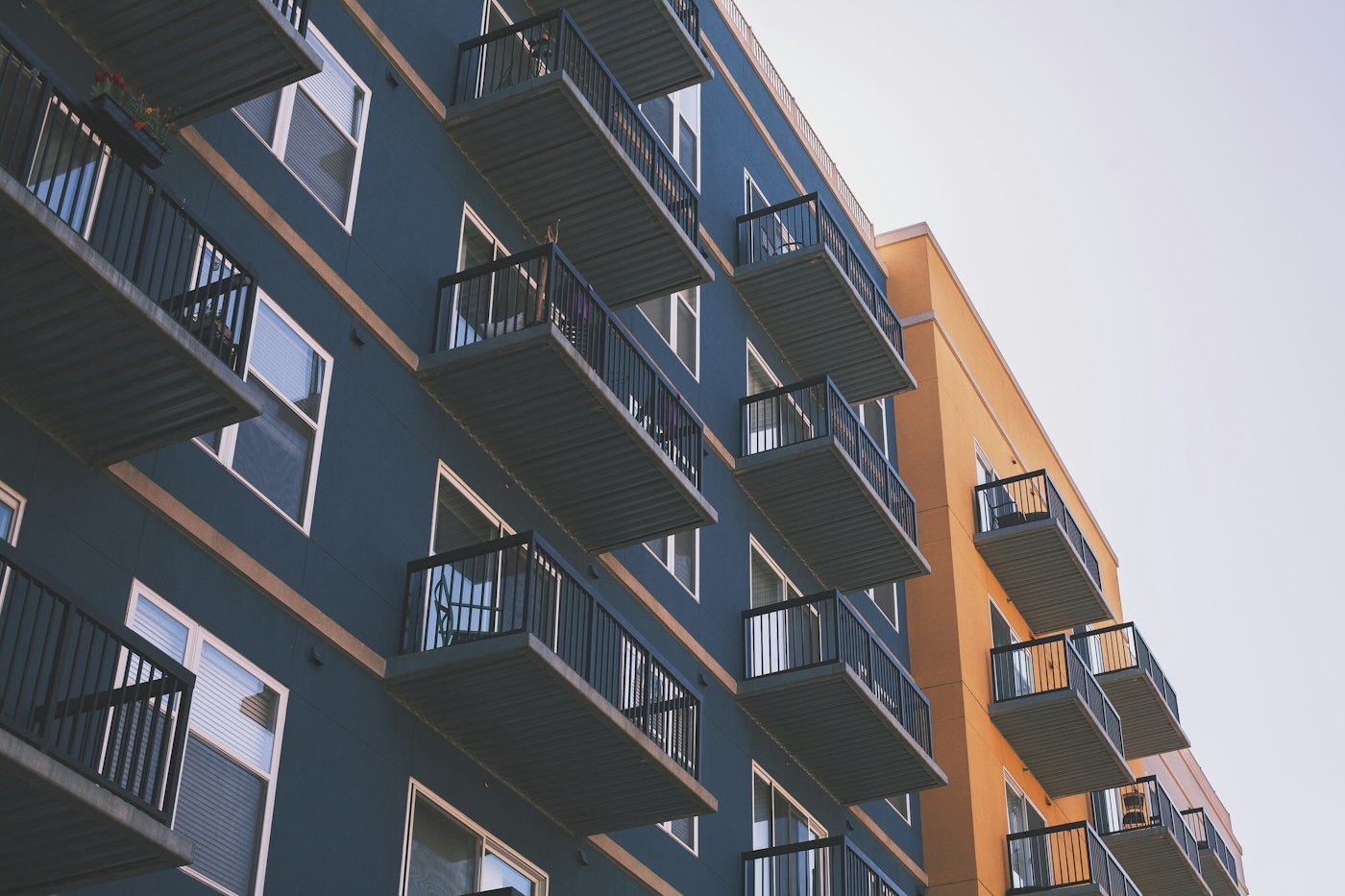 Multifamily apartment homes with multiple units and exterior balconies